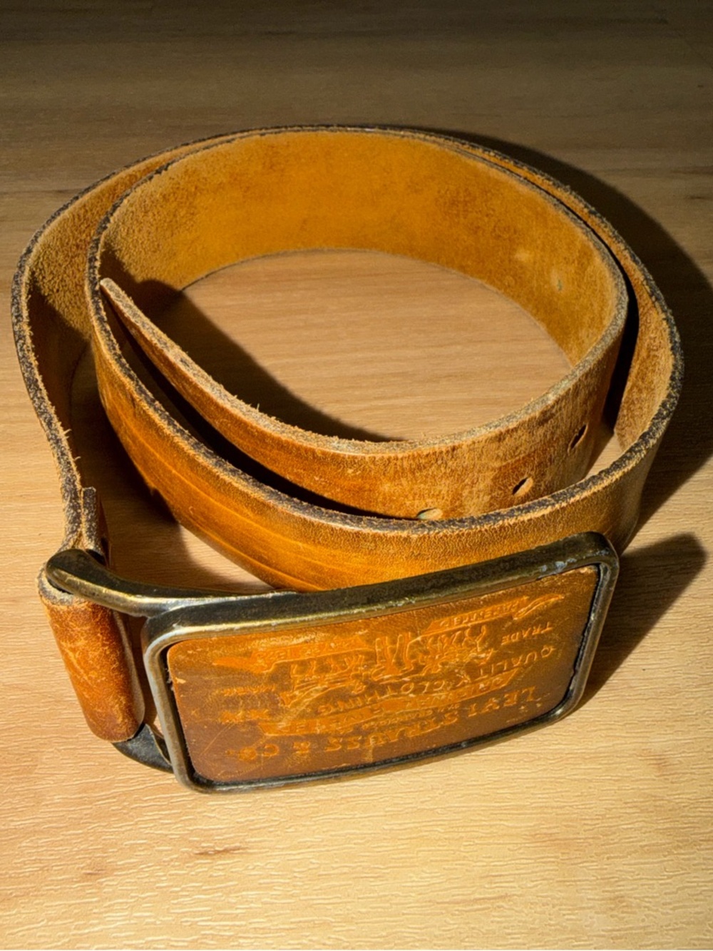 Vintage 70’s Levi’s Brown Leather Belt Metal Buckle Retro Western Grunge